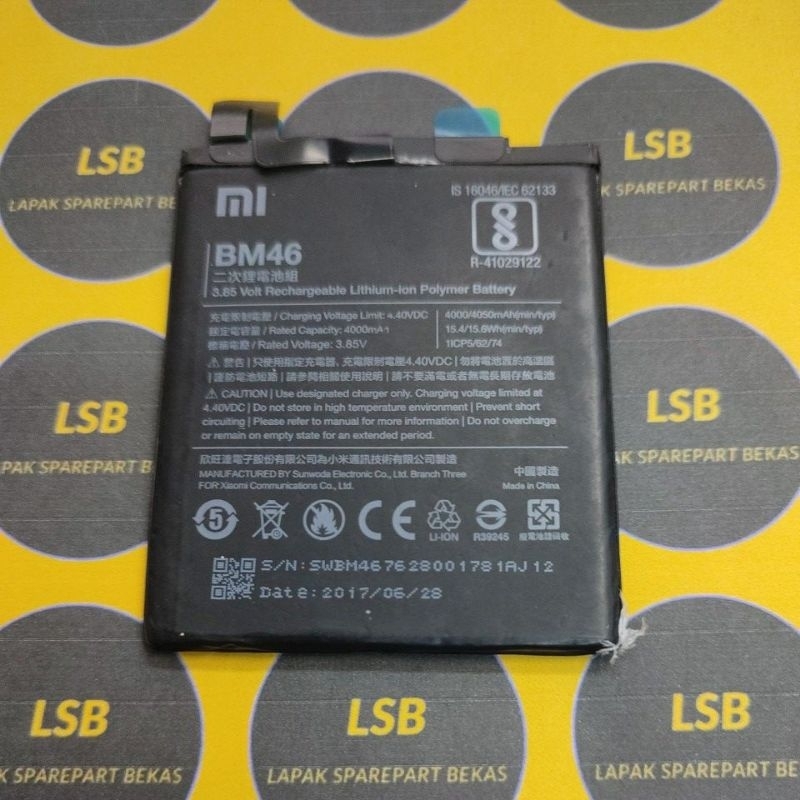 battery batre baterai xiaomi redmi note 3 3 pro bm46 original bekas