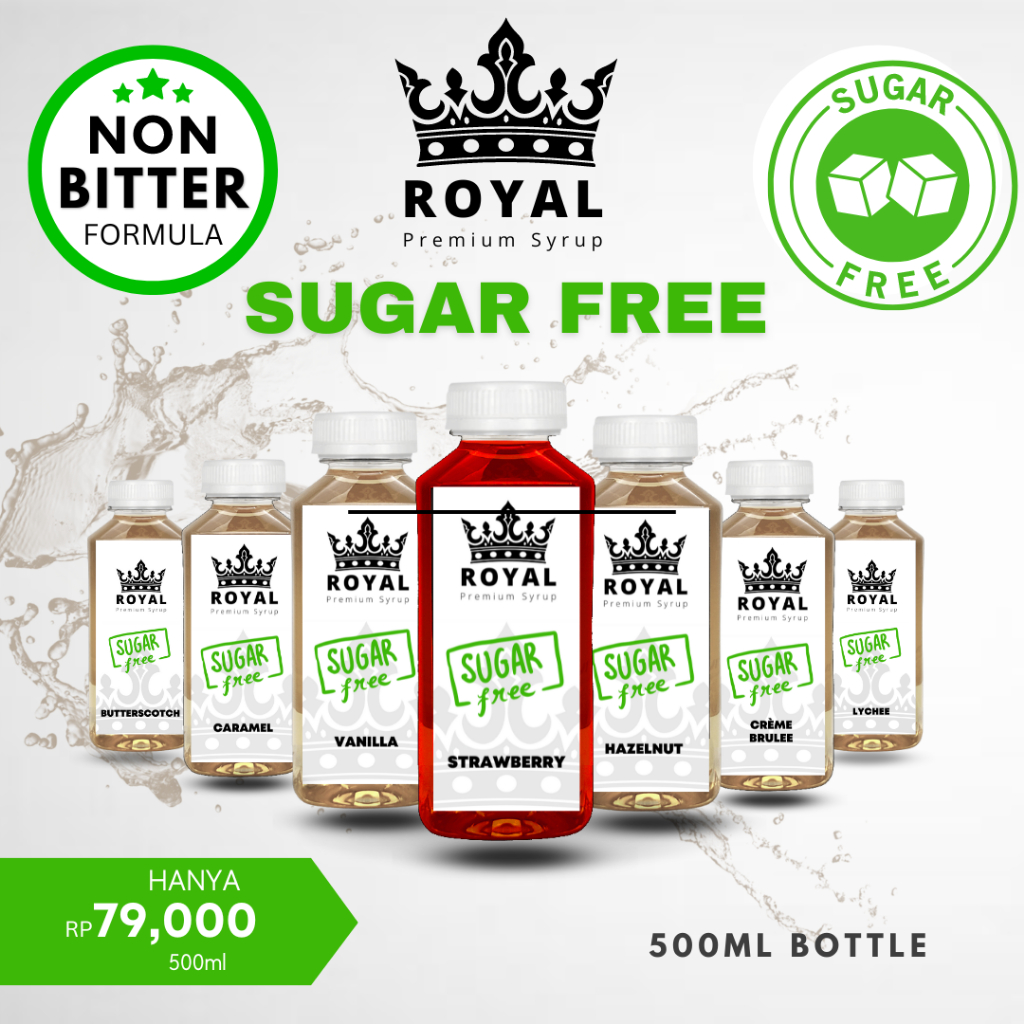 

ROYAL SUGAR FREE Keto Syrup / Sirup (500ml) - Butterscoth Vanilla Hazelnut Caramel Rum Creme Brulee Irish Creme Lychee Strawberry Cocopandan