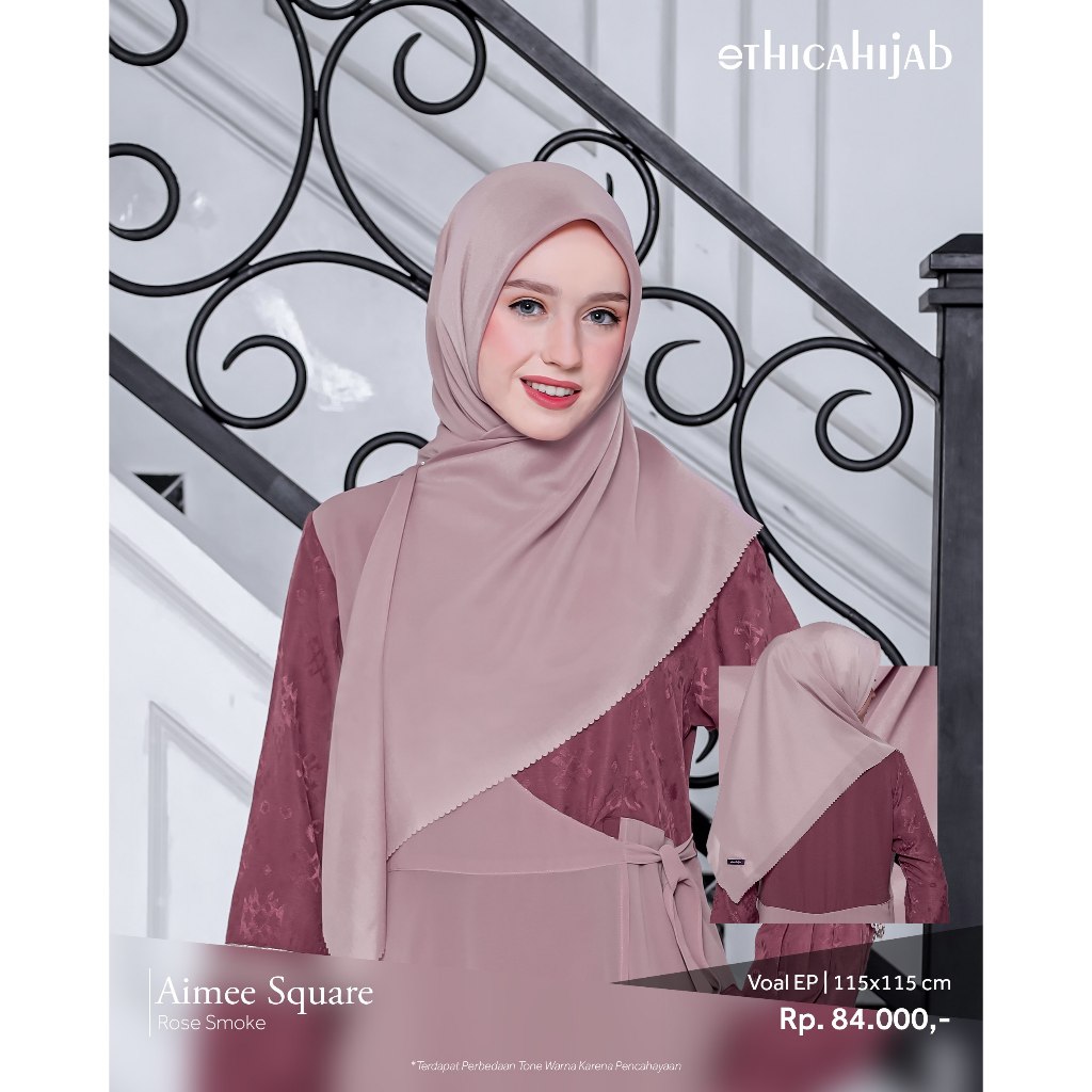 AIMEE SQUARE ROSE SMOKE(HIJAB SEGIEMPAT)