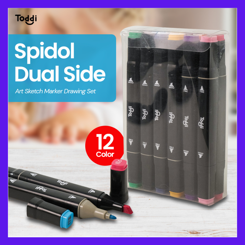 

Spidol Dual Side Art Sketch Marker Drawing Set 12 Color Spidol Warna Warni 1 Set Sketch Marker 2 Tip Touch Marker Stabilo Spidol Warna Sketsa Umum Dua Sisi Kepala Tulis Luas dan Halus