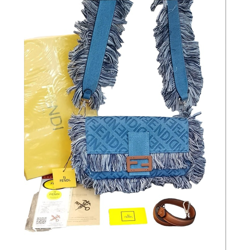 [New] Fendi Baguette Denim Bag