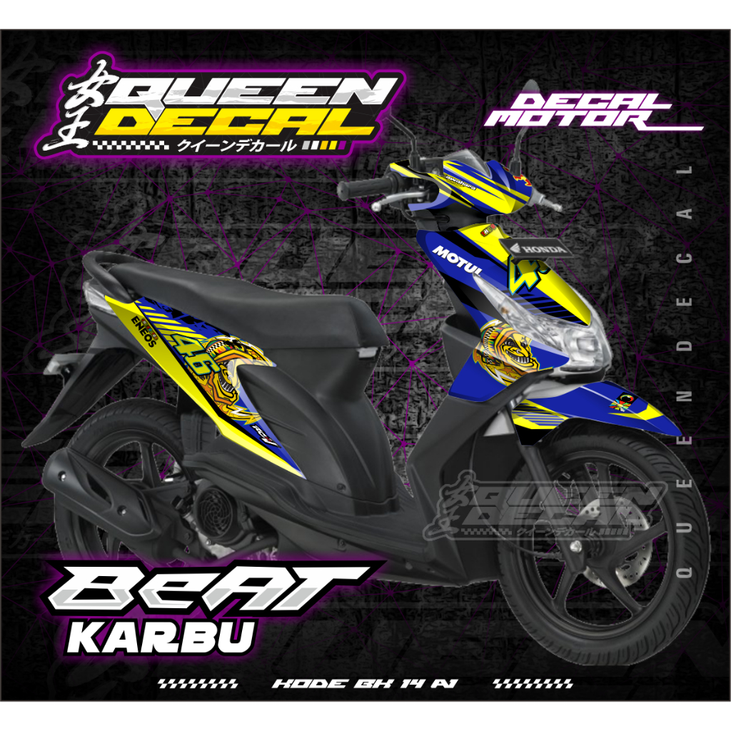 Decal Full Body Variasi Beat Karbu / Stiker Decal Custom MOTUL 46 - BK