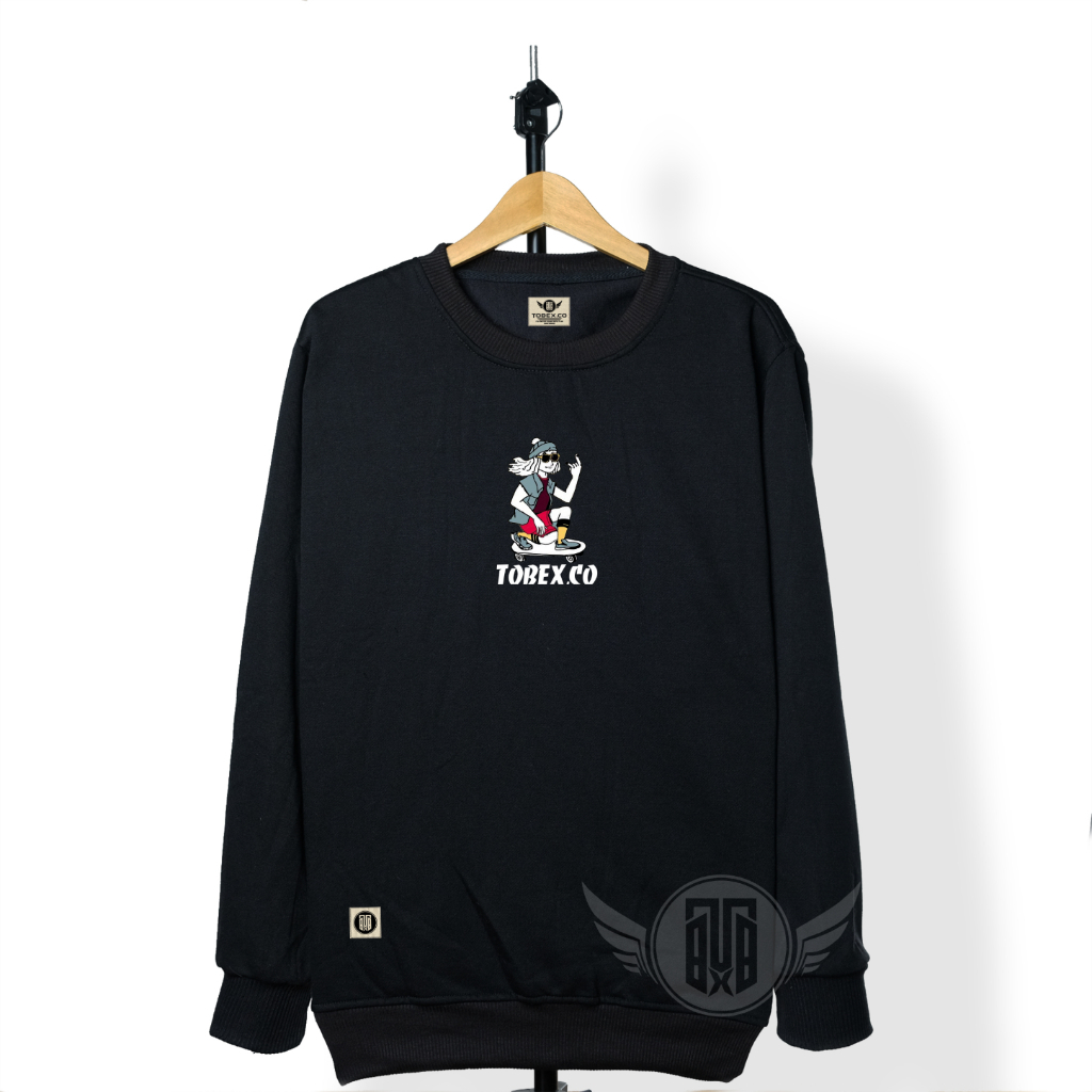 Jaket Sweater Pria Distro Crewneck Sweatshirt Cowok Cewek Warna Hitam Switer Oblong Crewnek CN Brand