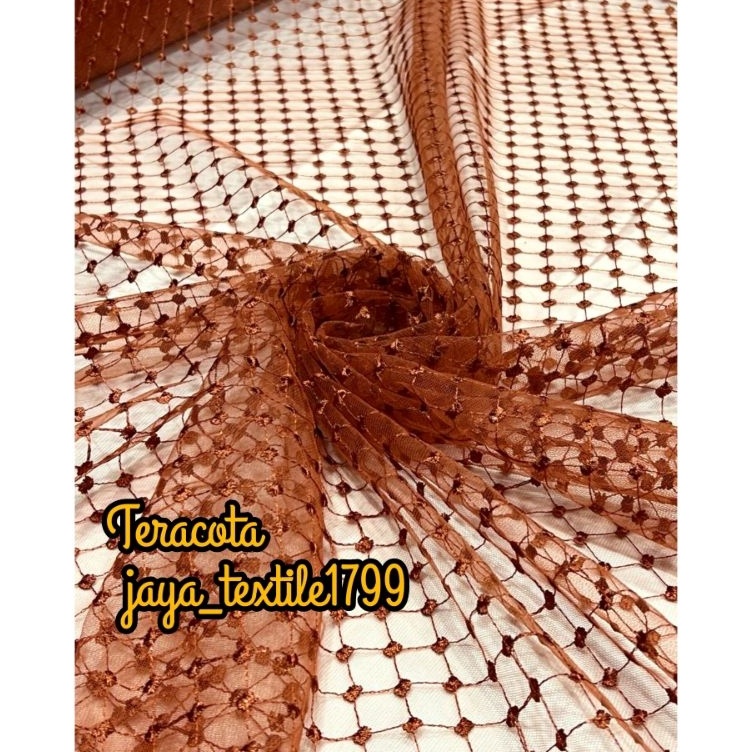 ART B8B Kain tulle kotak  Kain brokat tile kotak  Tile motif kotakkotak