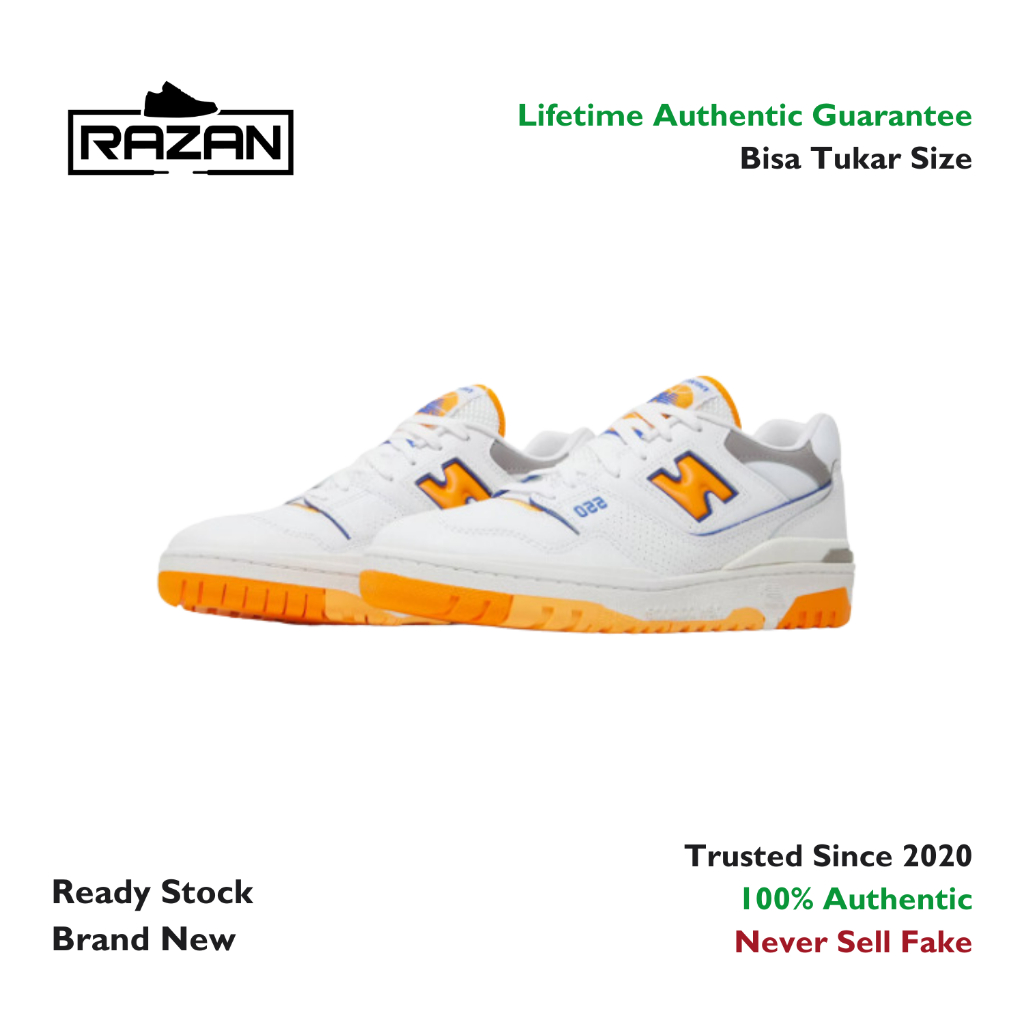 New Balance 550 White Vibrant Orange 100% Authentic Original
