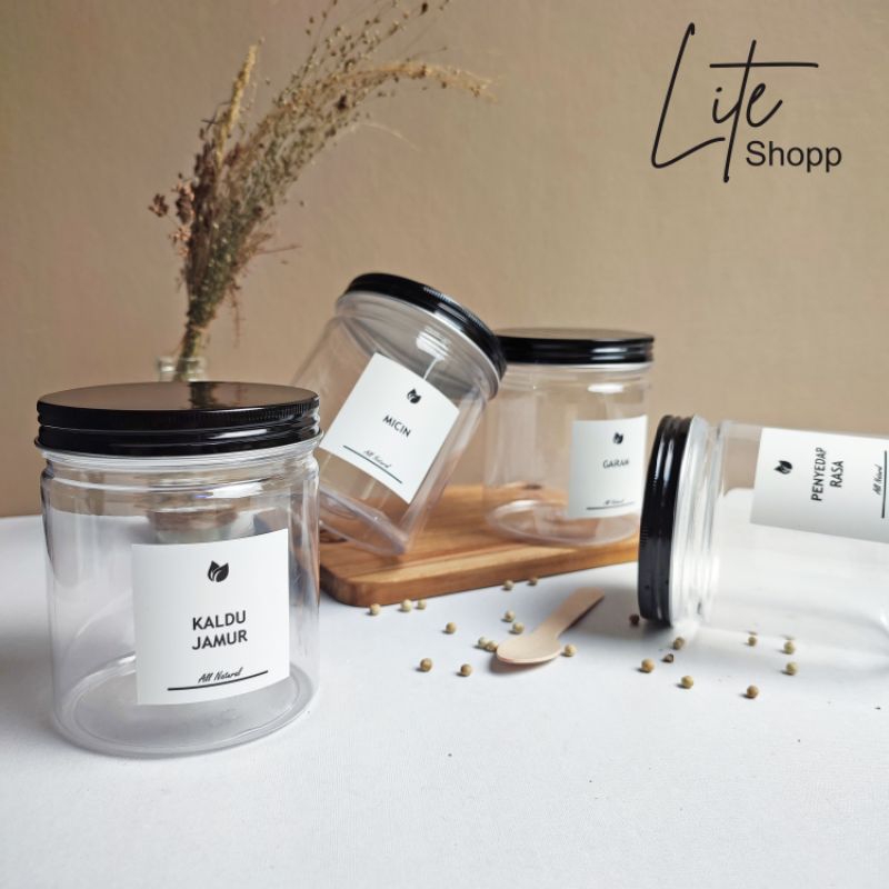 Zoyands Toples Bumbu Dapur Aesthetic 500Ml Tutup Hitam