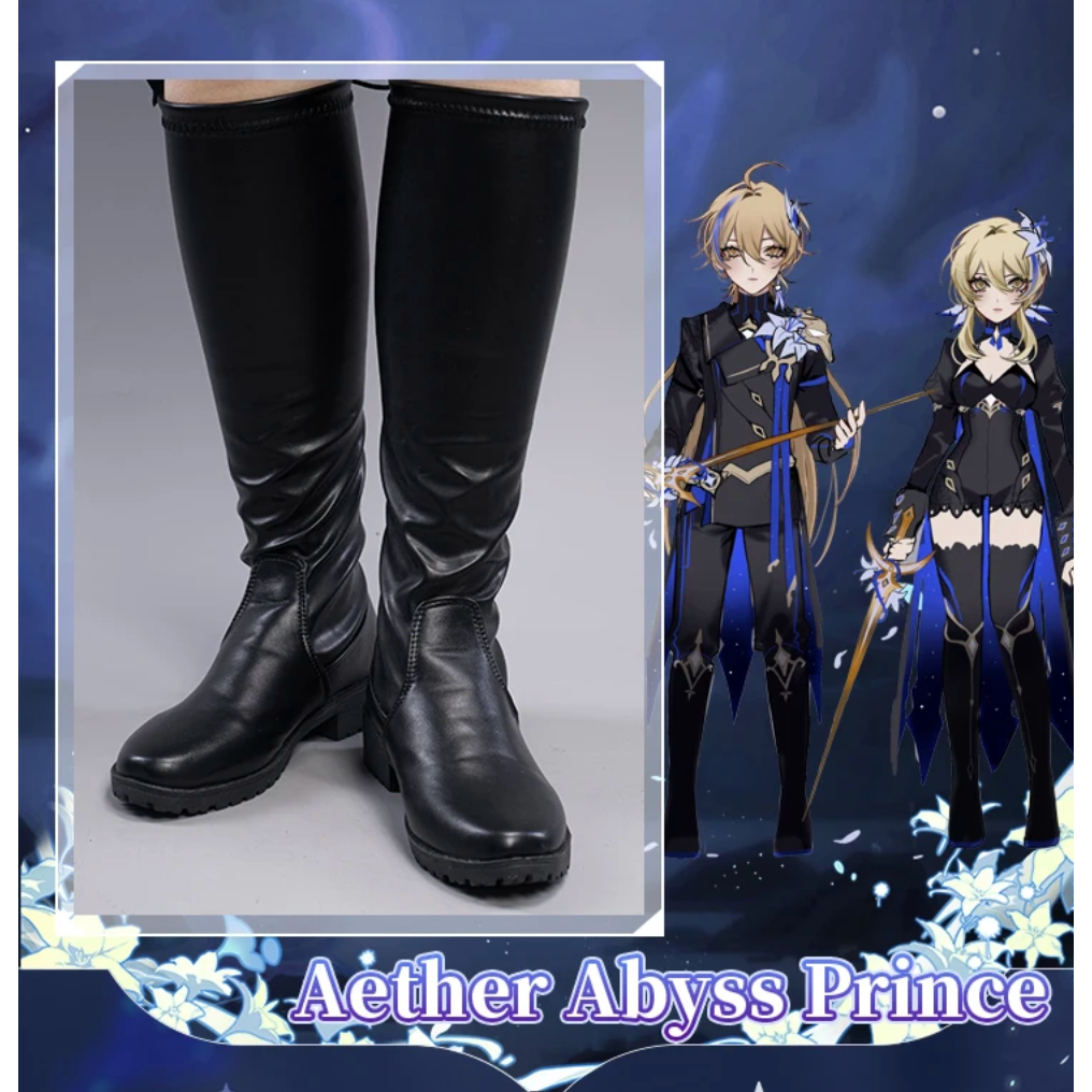 UWOWO Lumine/Aether Cosplay Shoes Abyss Princess Traveler Lumine Aether Boots Genshin Impact Fanart 