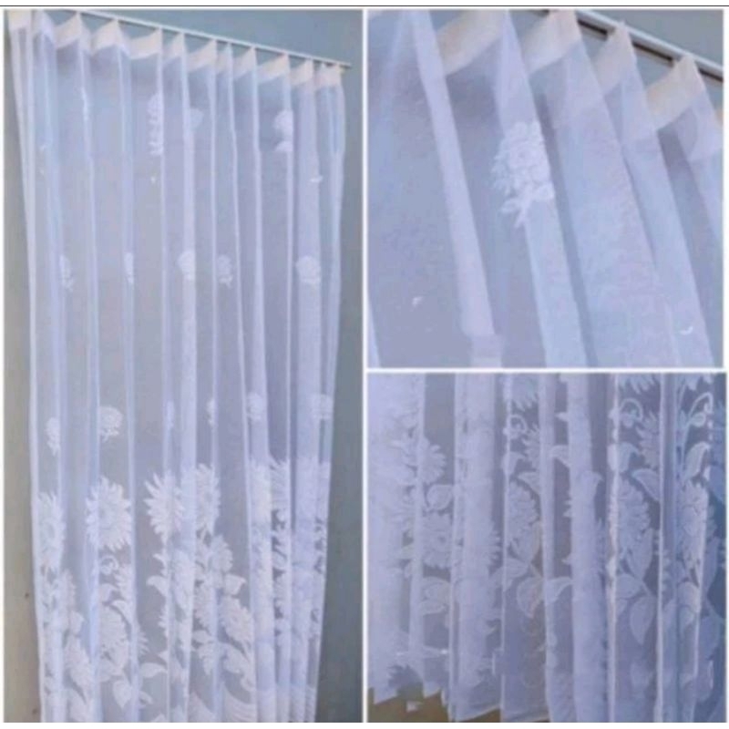 Vitrase Gorden/Dalaman Gorden Motif Bunga Bordir