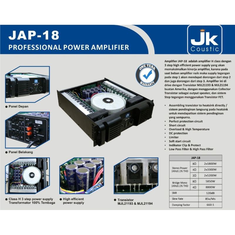 Power JK coustic JAP-18 CLASS H 3STEP ORIGINAL