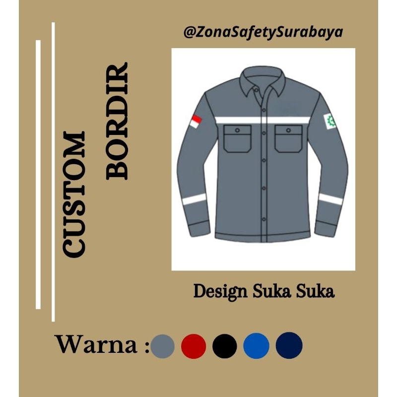 Custom Bordir Seragam Safety Lengan Panjang Seragam Kerja Safety Outdoor