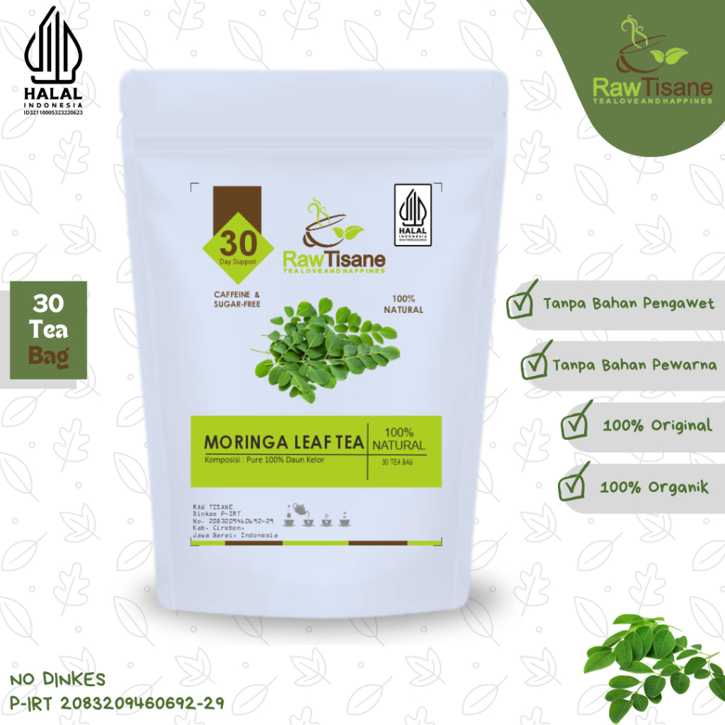 

RAW TISANE Moringa Leaf Tea : Teh Celup Daun Kelor All Varian Isi 30 Tea Bag