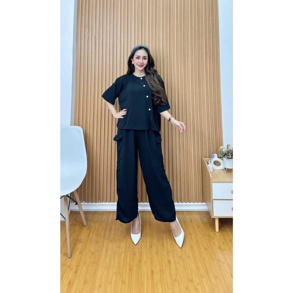 Setelan Crinkle Airflow / Setelan Baju Wanita Kekinian / One Set Crinkle Airflow Premium Original