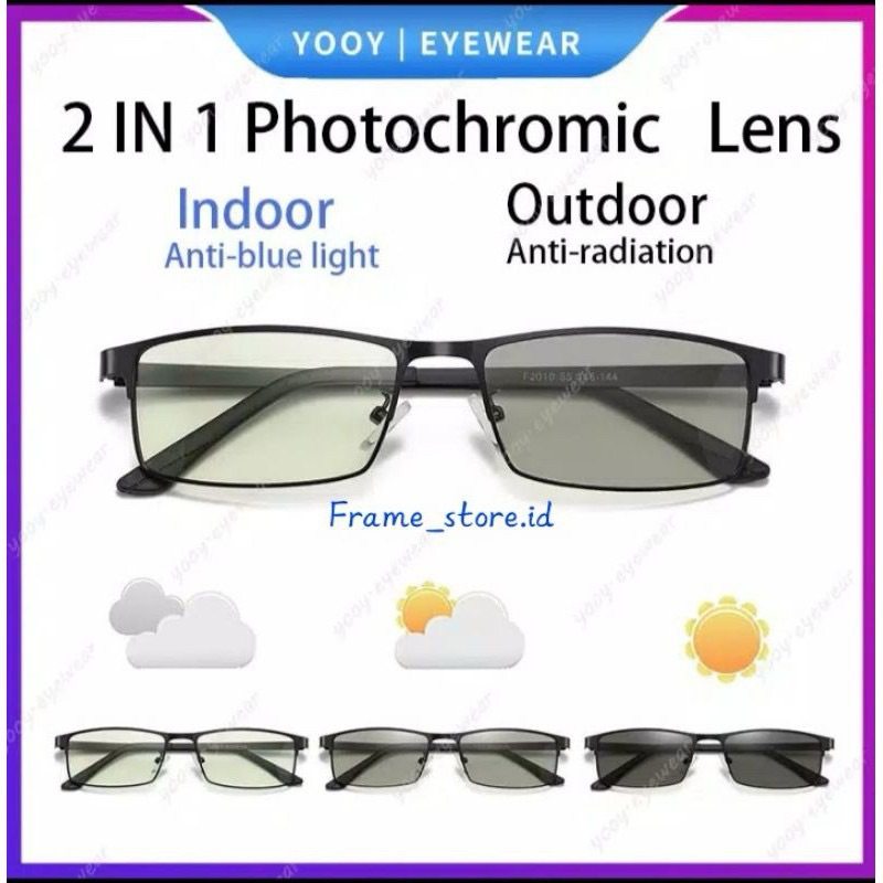 Kacamata Bluecromic/Photocromic/Blueray Lensa Normal minus dan plus | Kacamata optik pria wanita