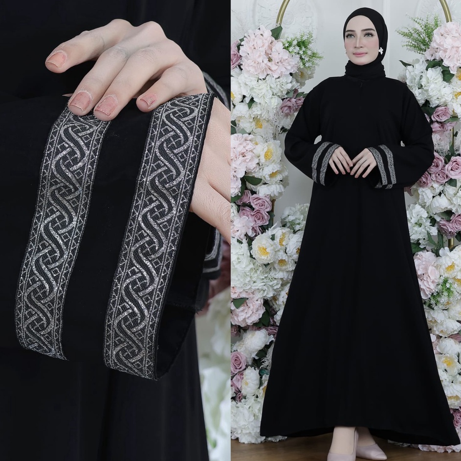 Promo Gembira  Gamis Terbaru Abaya Hitam Jetblack Athifah BUSUI Abaya Turkey Polos Simple Dress Musl