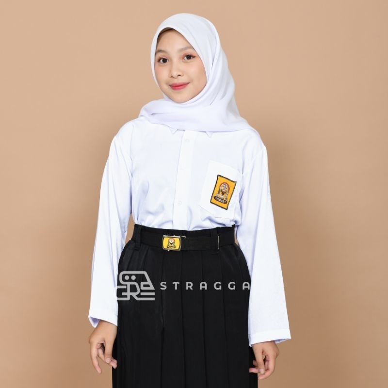 Stragga Uniform Baju Putih Lengan Panjang Tanpa Kancing Seragam Sekolah Smp Mts Bahan High Twis Untu