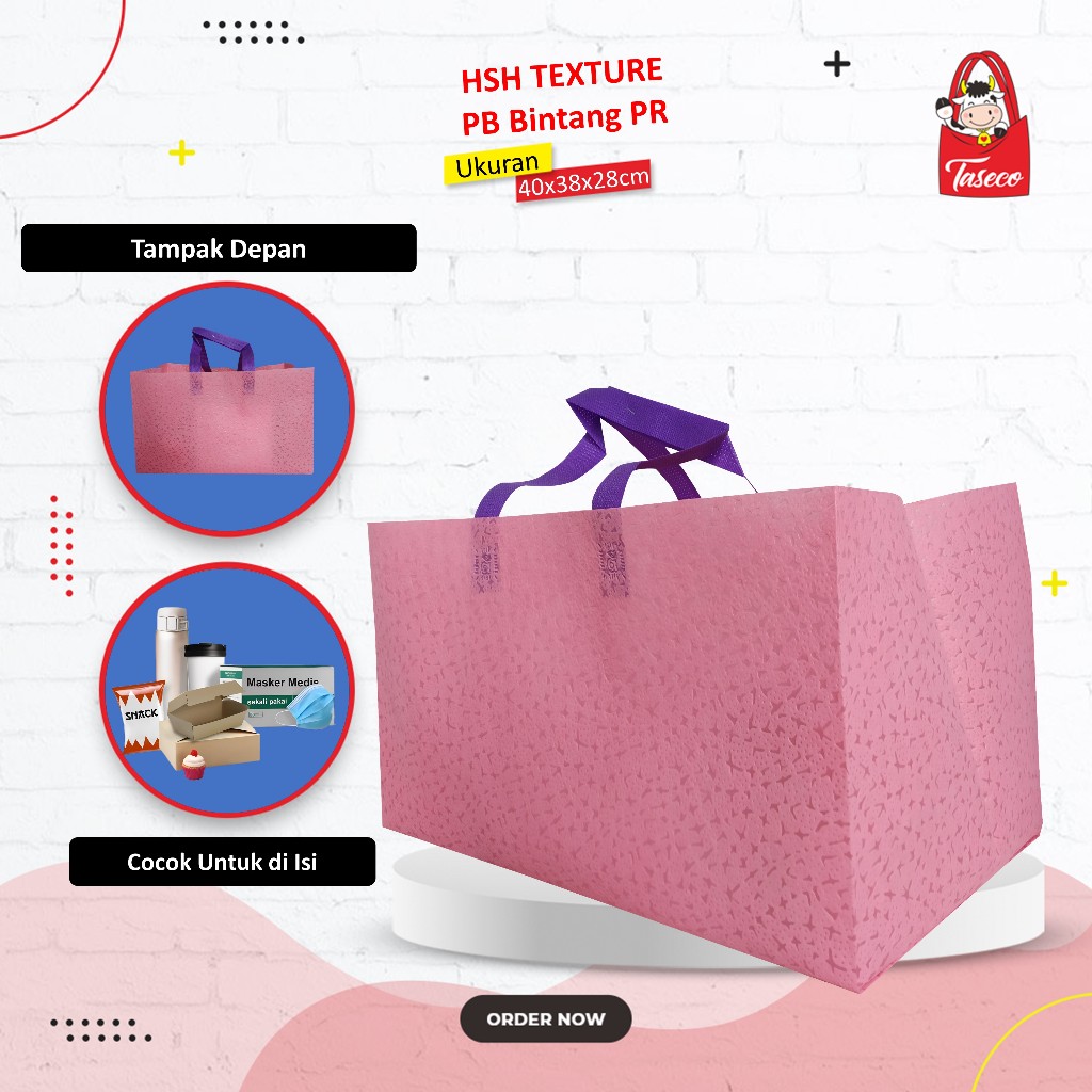 

TASECO Tas Hajatan Mewah | Tas Nasi Kotak 28x28 | Tas Kotak Nasi Tas Selamatan Tas Besek Spunbond | Tas Spunbond Texture | Tas Tekstur 40x38x28