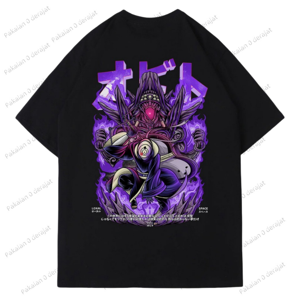 fashion Lokalspace | Kaos Dewasa Pria Wanita Obito Uchiha | Kaos Anime | Naruto | Hitam T-shirt