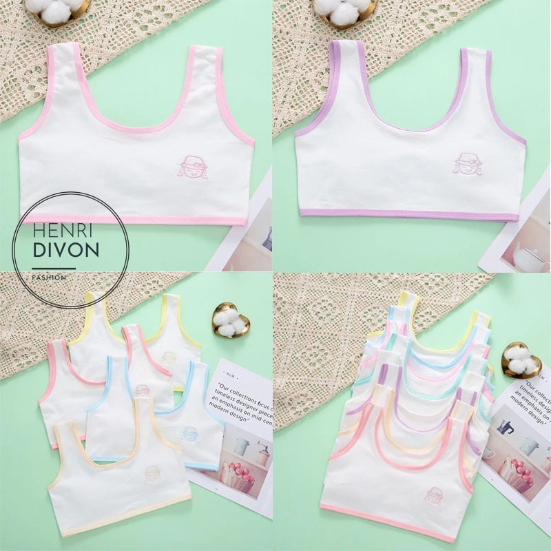 MiniSet Anak Sekolah SD SMP Katun Bra BH Mini Set Remaja Cewe Perempuan Pubertas Lembut Polos M L