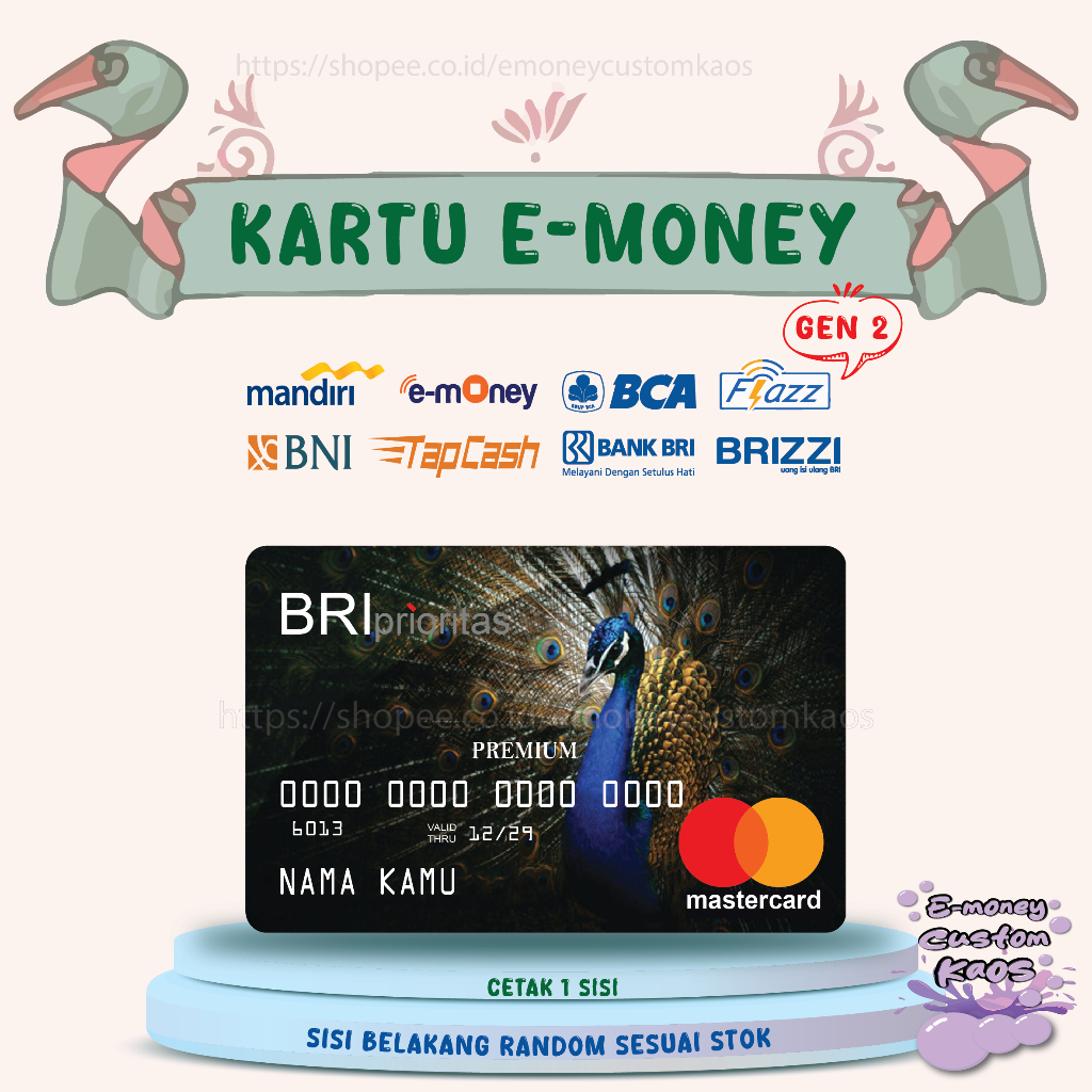 KARTU EMONEY DEBIT KREDIT CARD BRI PRIORITAS MANDIRI FLAZZ BCA BNI TAPCASH BRIZZI BRI - 1 SISI