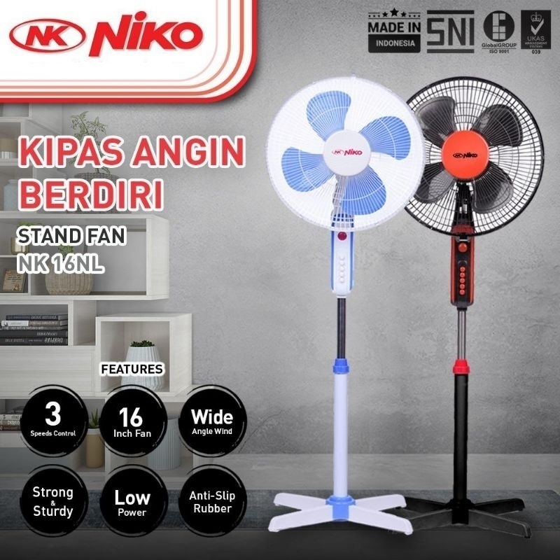 Stand Fan Niko NK16 NL 16 inch / Kipas Angin Berdiri NK16NL Kaki Silang / NIKO Kipas Angin Berdiri 1