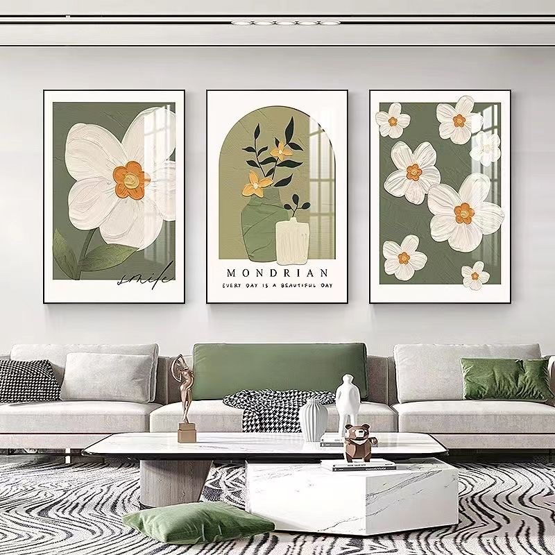 Lukisan Dekoratif Ruang Tamu Lukisan Hiasan Dinding Latar Belakang Sofa Triptych Lukisan Dinding Kam