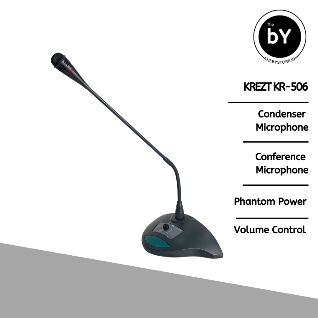 Mic Kabel Podium KREZT KR-506 Microphone Conference Mik Mikrofon Meja Dengan Volume Kontrol Dan Phan
