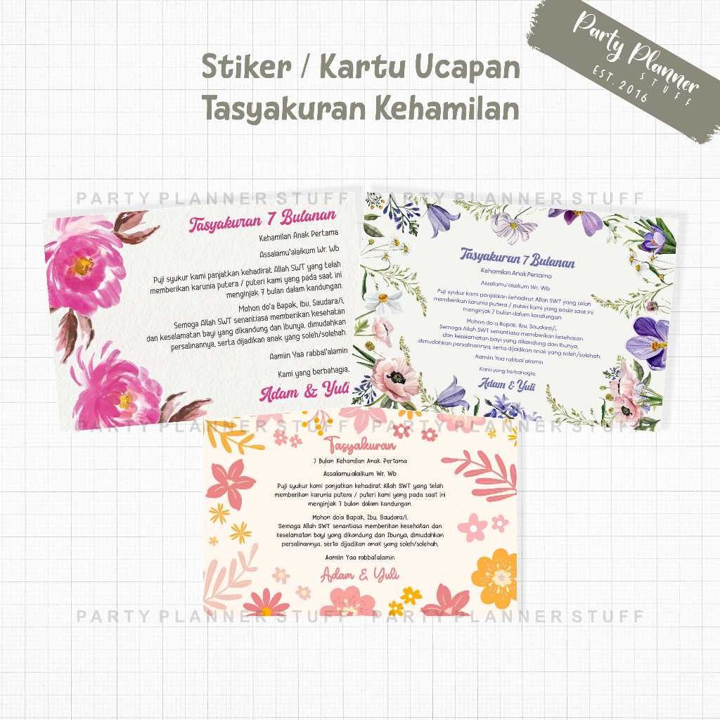 Kartu / stiker tasyakuran kehamilan syukuran kehamilan 4 bulanan 7 bulanan kartu ucapan nasi kotak s