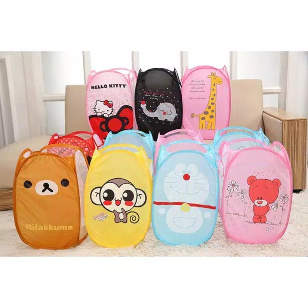 Keranjang Baju Kotor Lipat Motif Karakter/Laundry Basket/Keranjang Laundry Bag/Keranjang Serbaguna
