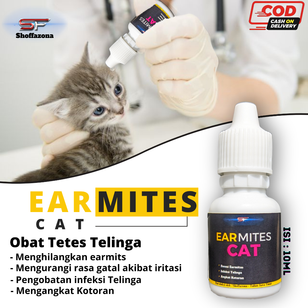 Earmites Cat Obat Telinga Kucing Gatal Luka Iritasi Infeksi Berair