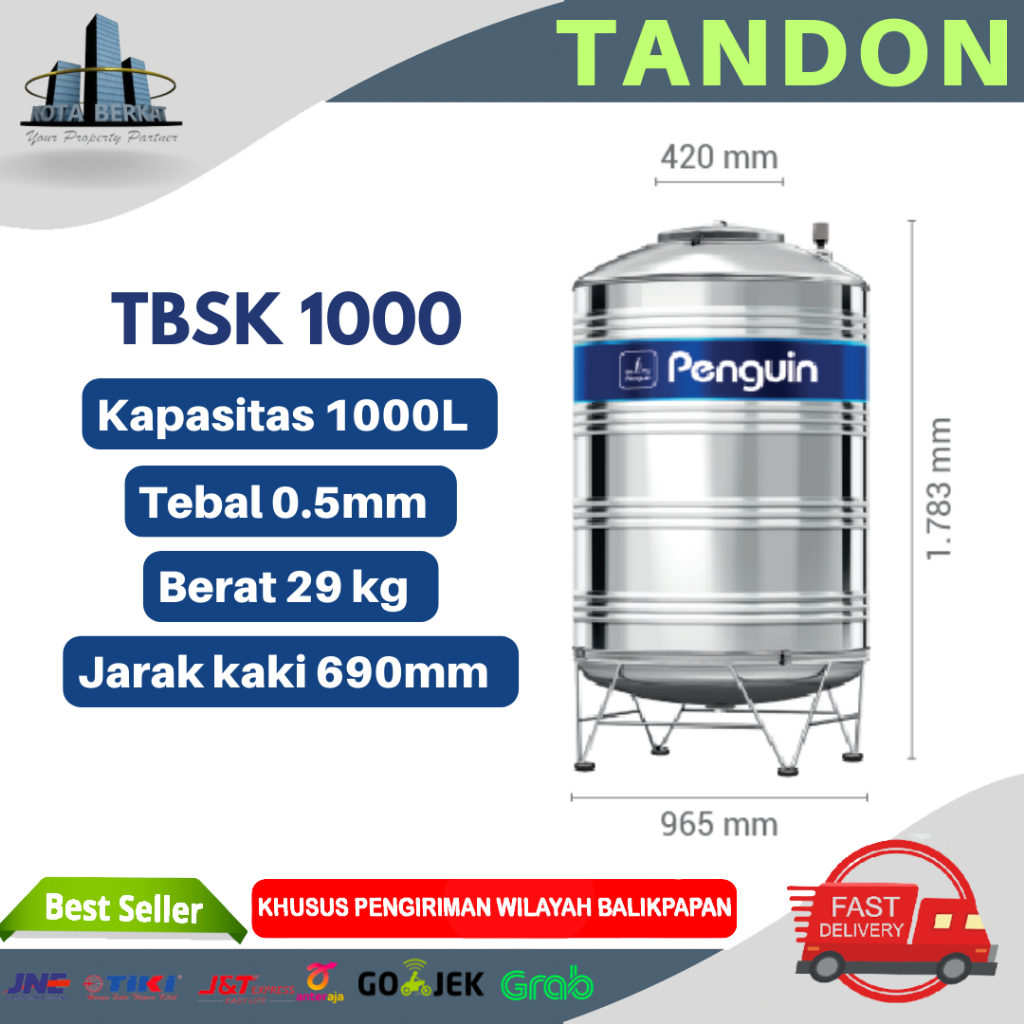 TANDON/ TANGKI AIR STAINLESS PENGUIN TBSK 1000 Volume 1000 L