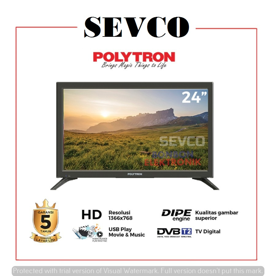 TV LED TELEVISI DIGITAL 24 INCH POLYTRON 24V