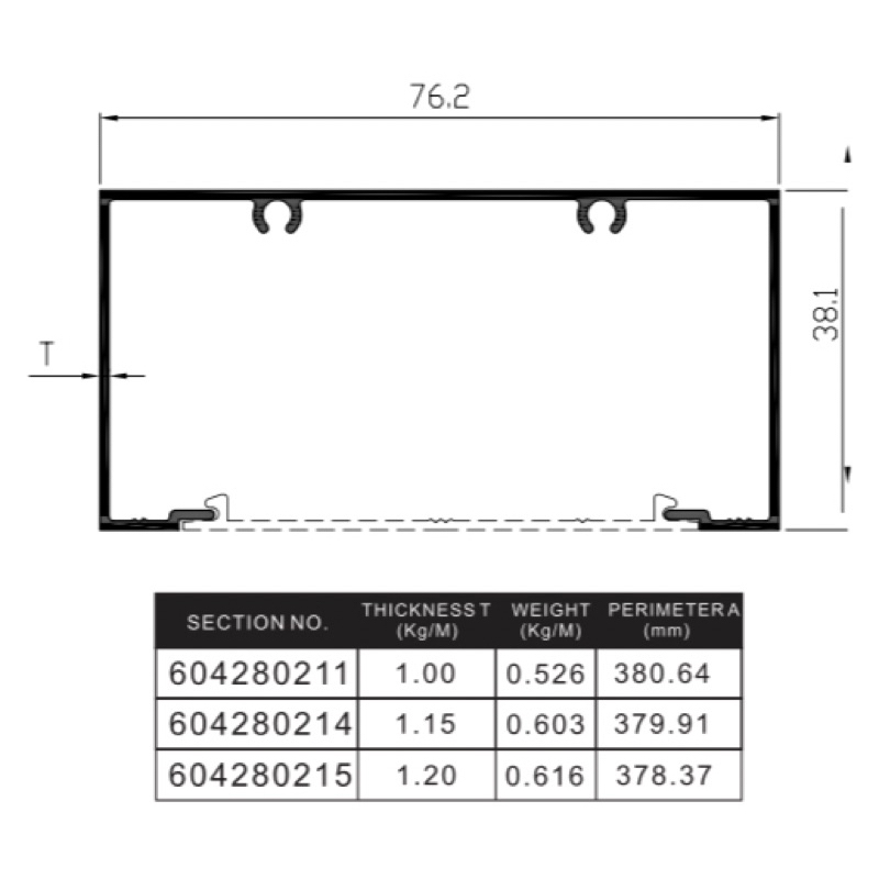 Aluminium Infinito Serat Kayu Kusen 3" 60428 Kusen Polos Sekrup Aluminium Batangan