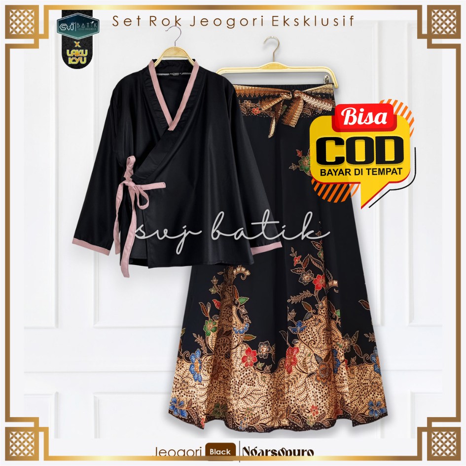 Set wanita batik kondangan mewah katun set hanbok lengan panjang rok full motif ori svj batik solo