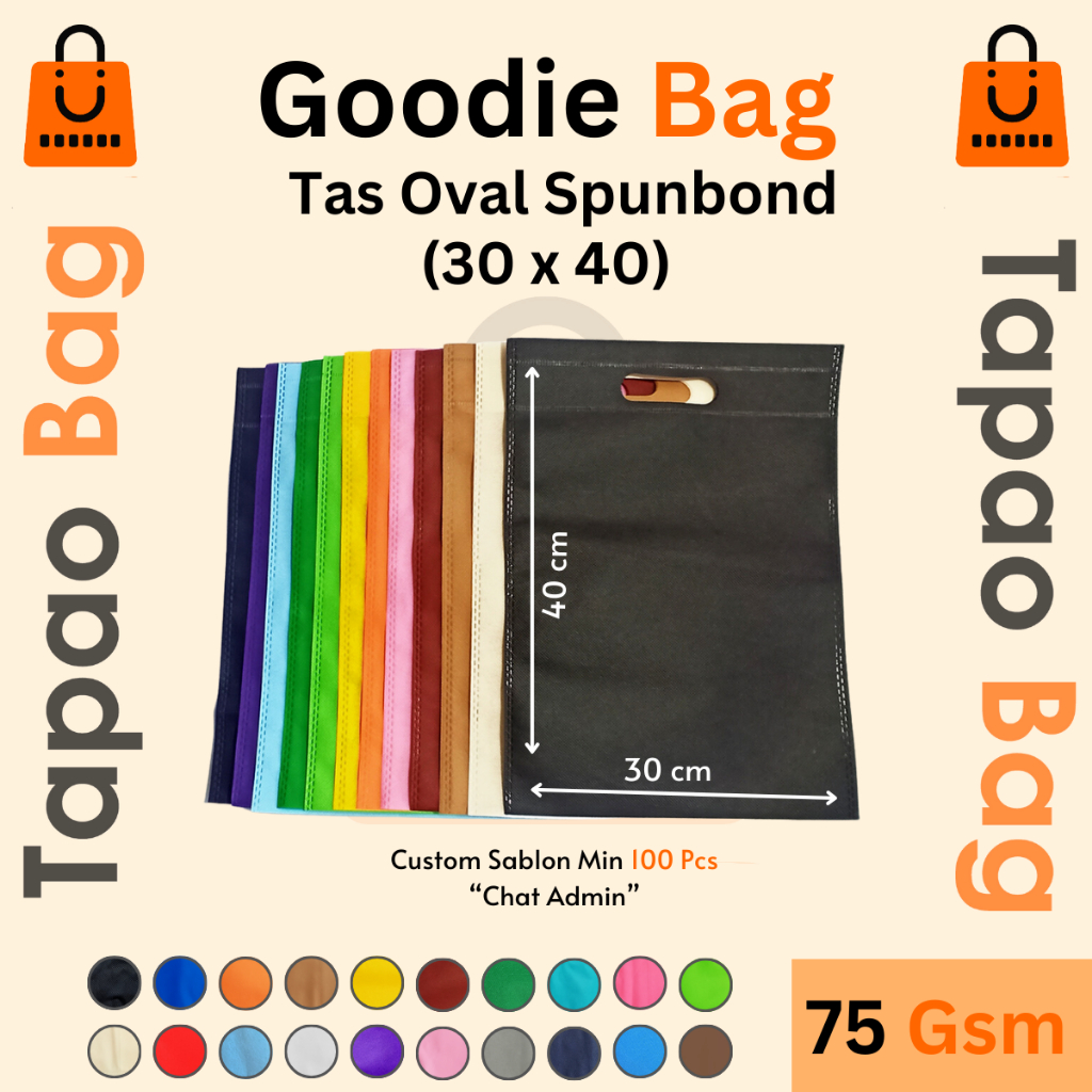 

Goodie Bag 30 x 40 Oval Tote Bag Tas Kain Souvenir Hampers Tas Spunbond - Pcs