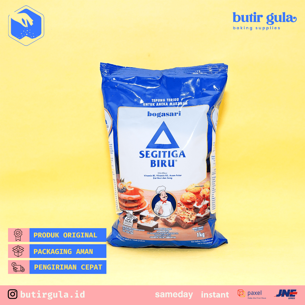 

Tepung Segitiga Biru Premium 1kg | Tepung Protein Sedang | Tepung Terigu