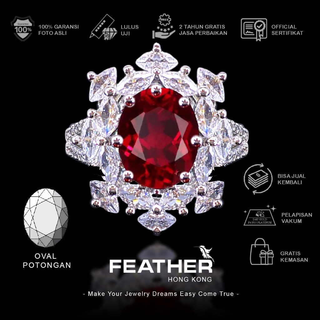 FEATHER HONGKONG - ( Adjustable ) - Cincin Cowok Pria Couple Wanita Lapisan Platinum Jewelry Laki-La