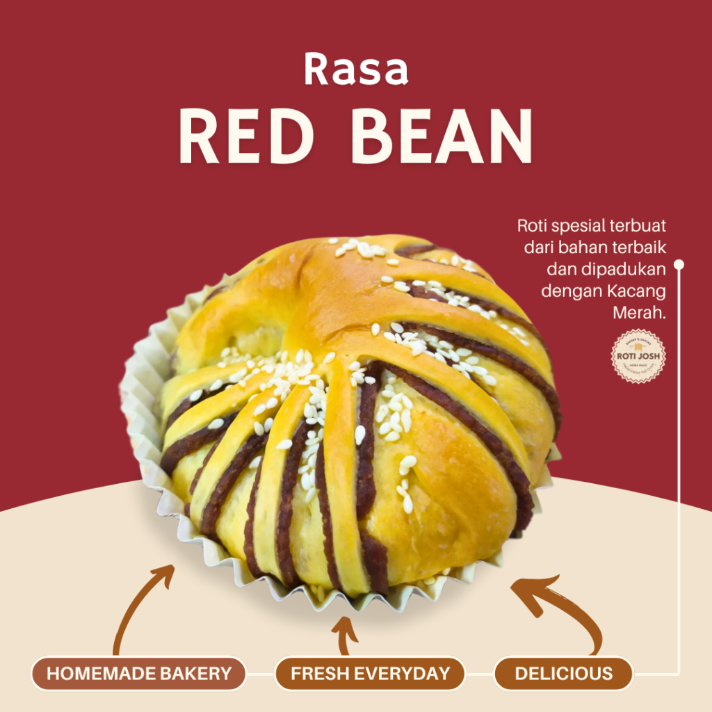 

Roti Red Bean - Roti Josh. (pesan sebelum jam 4 sore dikirim besok harinya)