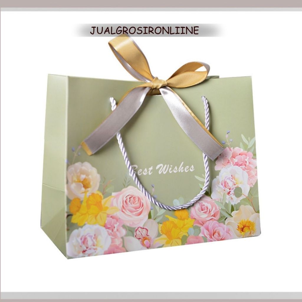 

Paper Bag Hijau Tosca Best Wishes Tas Sovenir Lebaran Pesta Gift Premium