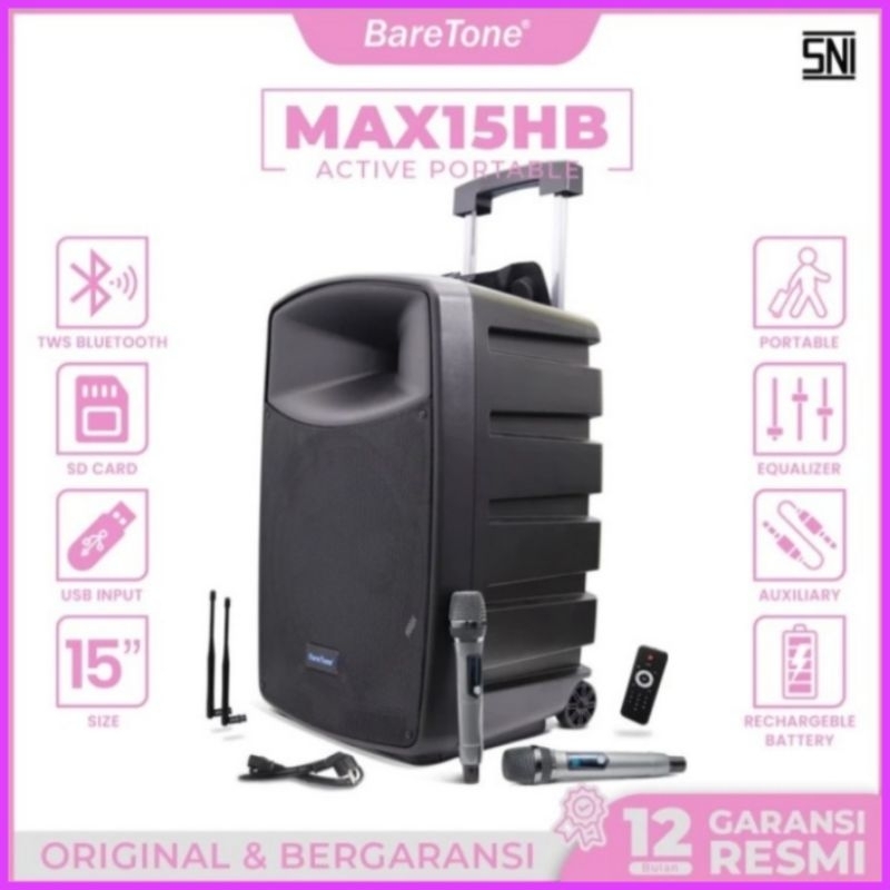 Speaker aktif portable baretone 15 inch bluetooth max15hb max 15hb