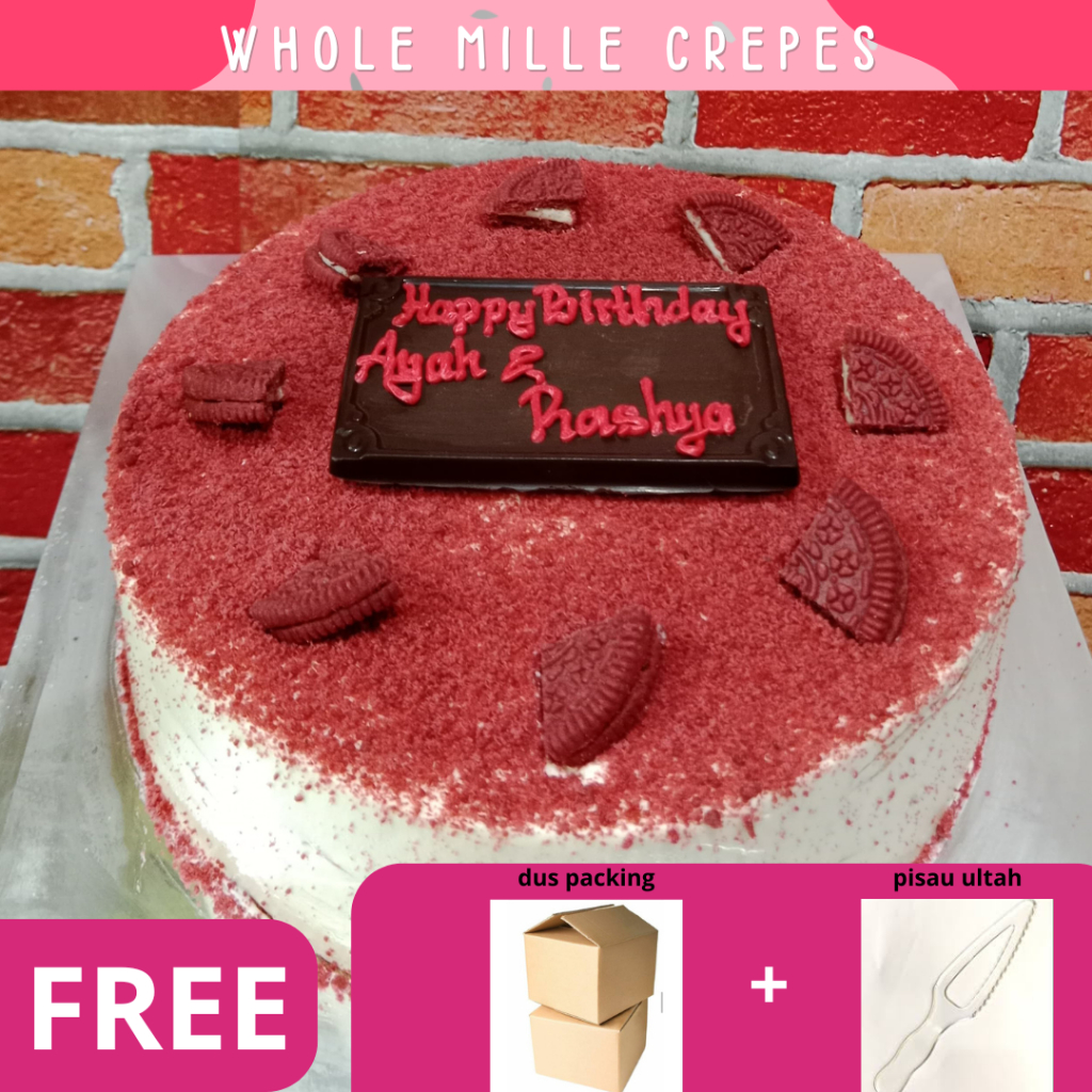 

[ Custom Nama ] Mille Crepes / Kue Crepes / Kue Potong / Coklat Kue Ulang Tahun / TERMURAH