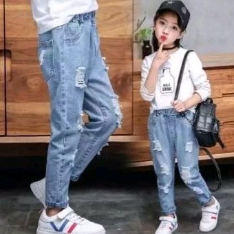 KODE H72B celana jeans panjang anak model sobek  celana jeans anak perempuan  celana jeans anak laki