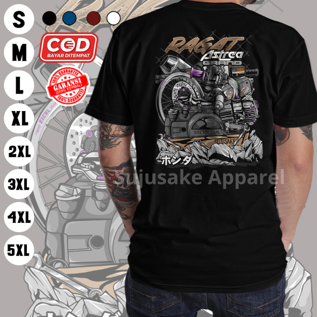 Baju Kaos Atasan Pria Ragat Astrea Grand Prima C Series Gank Gang Distro Original Sujusake Apparel M