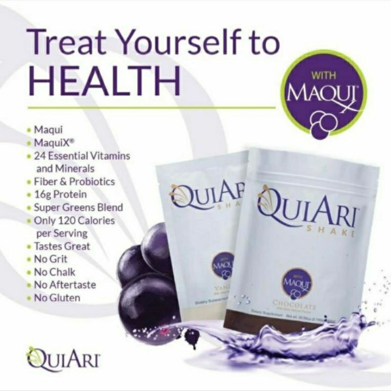 

QuiAri Shake 14 Sachet Travel Friendly On the Go Maqui Berry MaquiX Susu Tinggi Protein Antioksidan Tinggi