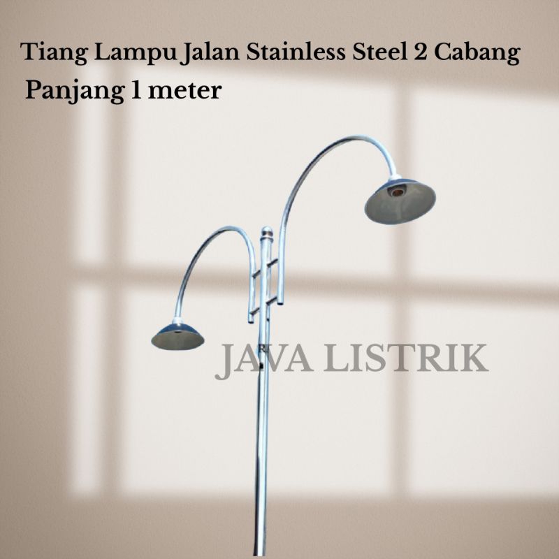 TIANG LAMPU TAMAN 2 CABANG PANJANG 1 METER / 1,5 METER STAINLESS