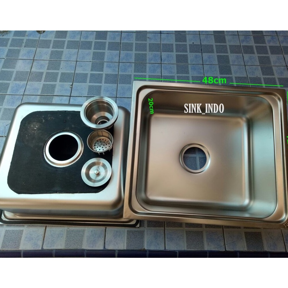 Harga Termurah TERLARIS Bak Cuci Piring Stainless Oki 48 x 42 x 2 Bak Cuci Piring 1 Lubang Best Sell