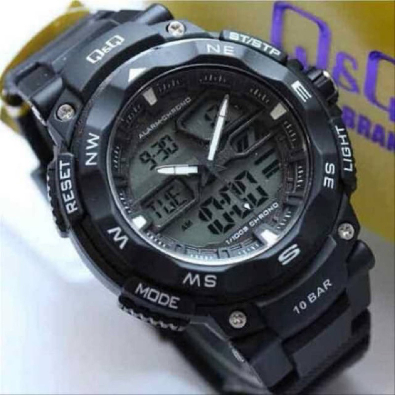 Q&Q QnQ QQ Original Jam Tangan Pria Fashion Dual Time Rubber - GW85 GW 85 GW85J Water Resistant