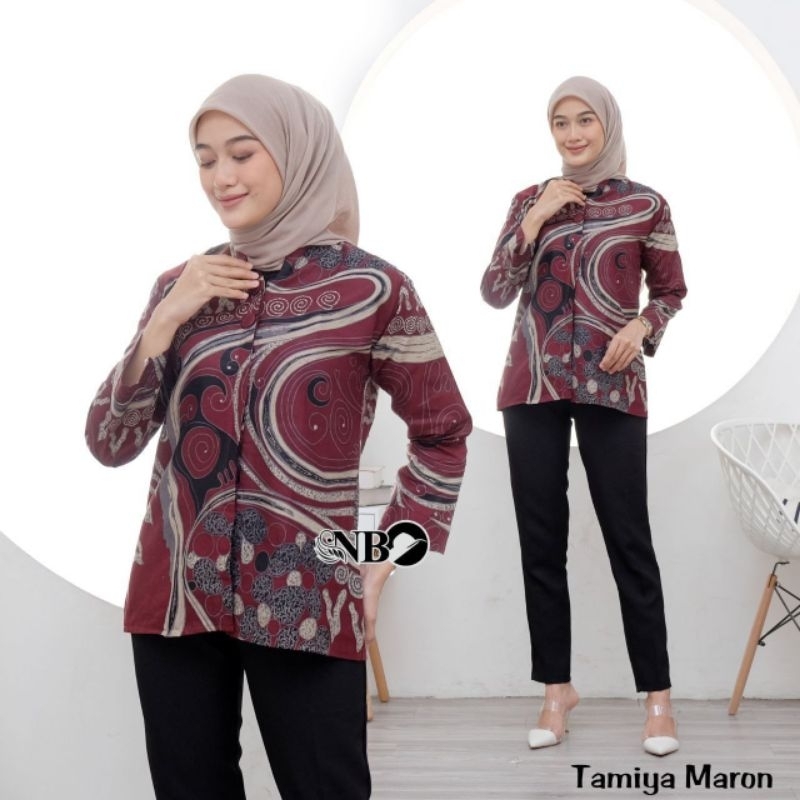 KIWARI BATIK Blouse batik wanita modern blouse batik wanita kantor HRB026 10 Motif sage lilac