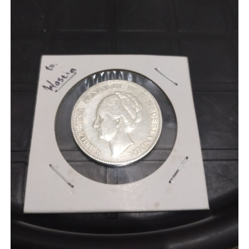 duit koin kuno perak asli belanda 1 gulden wilhelmina tahun 1929 kondisi bagus bersih matauang lama 