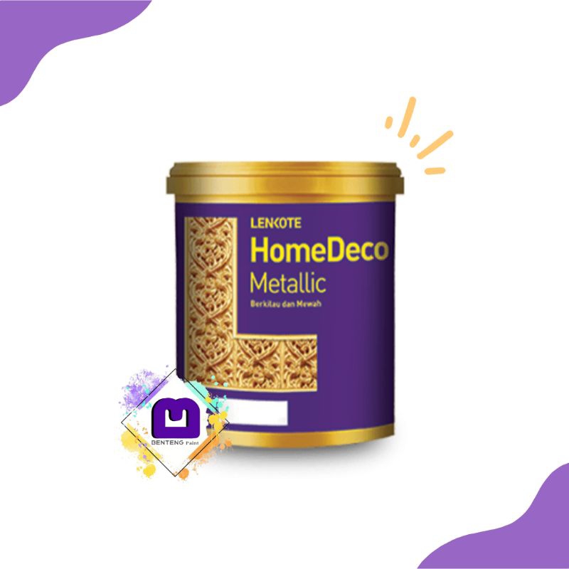 Cat Warna Emas LENKOTE HOMEDECO CAT BESI BETON GYPSUM KAYU 0,75 Liter