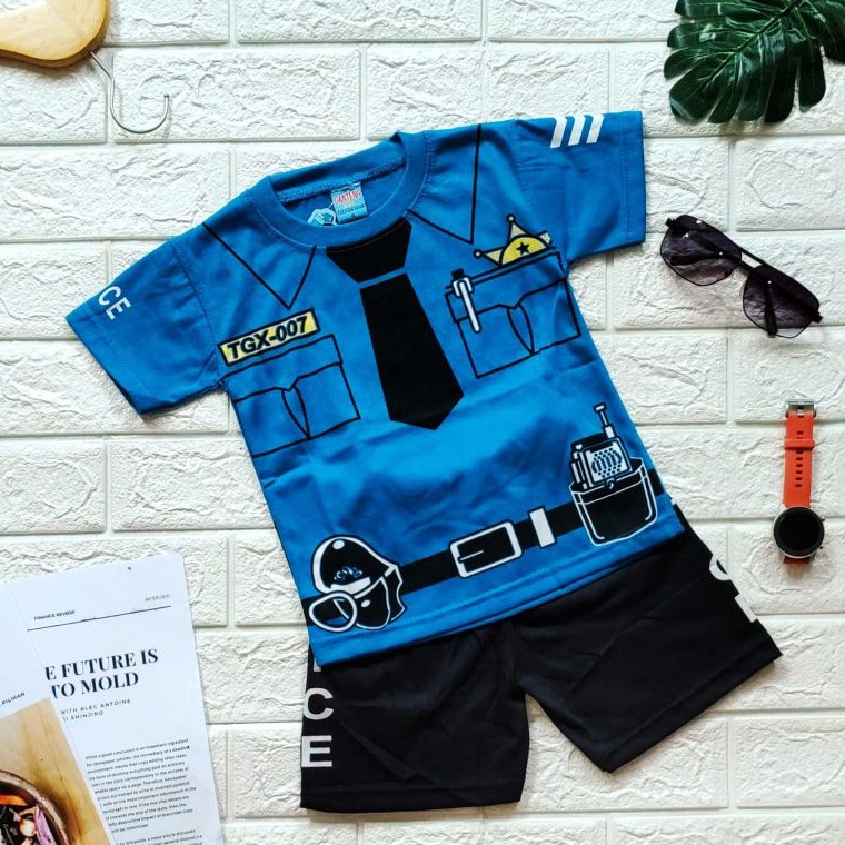SIAP KIRIM MOON SETELAN BAJU ANAK LAKI LAKI  KOSTUM POLISI BAJU ANAK ANAK PAKAIAN ANAK TERBARU BISA 